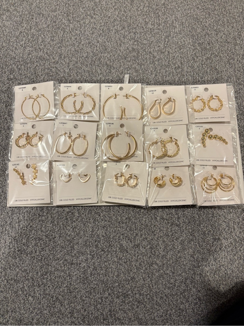 18k Gold Filled Hoop and Stud Earring Sets- Multiple Styles